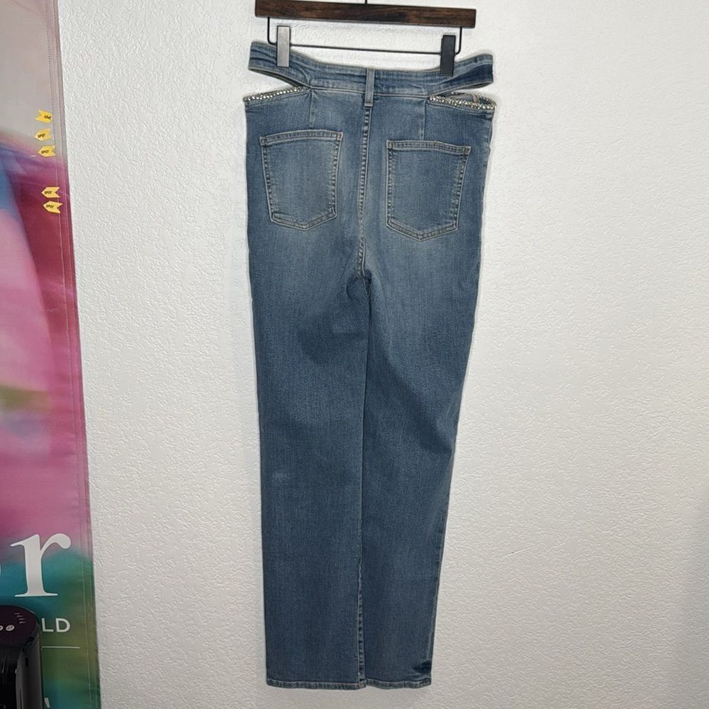 NWT Jonathan SIMKHAI Amelia Straight Leg Denim Jeans Size 31 Embellished - Picture 5 of 15